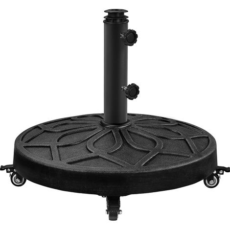 Yaheetech Base per Ombrellone Rotonda Esterno con Ruote e Manopola, Autopeso in Resina e Metallo Supporto 21 kg per Pali da Ø38mm e Ø48mm per Terrazza Balcone Giardino Spiaggia, Nero (1/5)