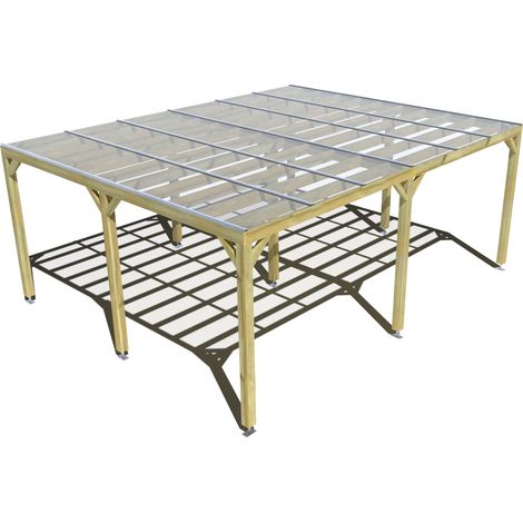 Pergola bois • 6m x 5m • indépendante • sens largeur • couverture étanche transparente incluse • livraison comprise