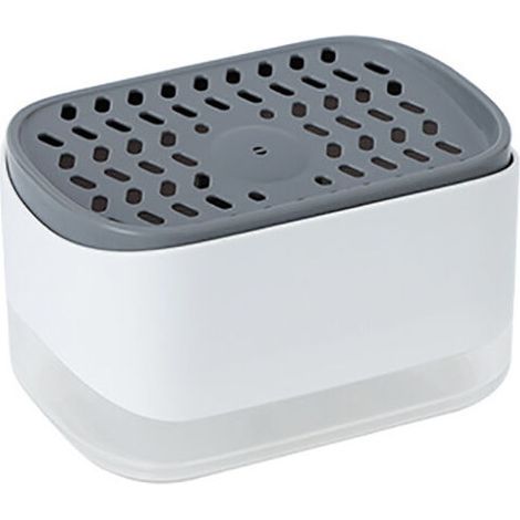 Distributeur de savon liquide avec porte-éponge 2 en 1, pompe à main en plastique pour évier de cuisine – DELKEVIC (1/5)
