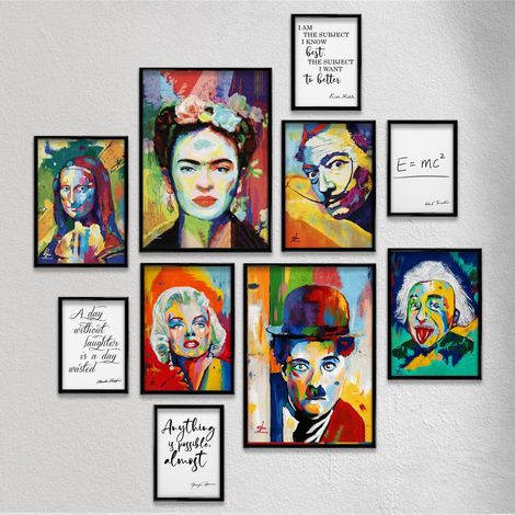 Lot de 10 affiches murales - Collection 1 - Papier couché - 2 x A3 42x30cm 4 x A4 30x21cm 4 x A5 21x15cm - SANS CADRES - Tableaux modernes salon (1/5)