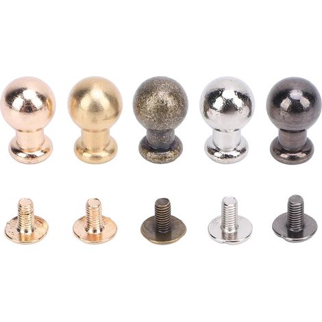 5 pièces bouton solide vis goujons clou tête ronde en métal maroquinerie Rivets pour ceinture portefeuille sac à main (1/5)