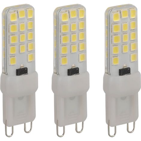 Lot de 3 ampoules LED G9 à intensité variable, à économie d'énergie, culot à deux broches, 5 W, 6000 K, 110 V, pour lustres et plafonniers. (1/5)