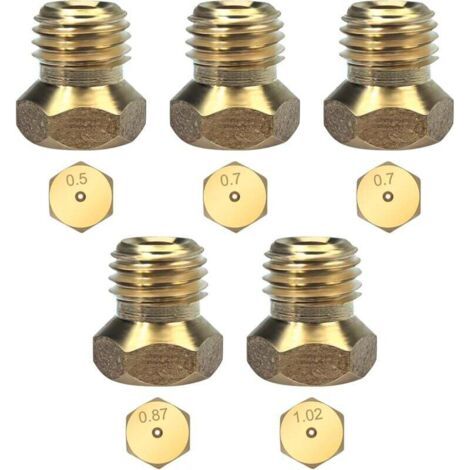 5Pcs Gicleur gaz Butane Universels pour plaque de cuisson au gaz naturel GPL, jets, buses et injecteurs, 1 de 0,5 cm, 2 de 0,7 cm, 1 de 0,87 cm, 1 de 1,02 cm (1/5)