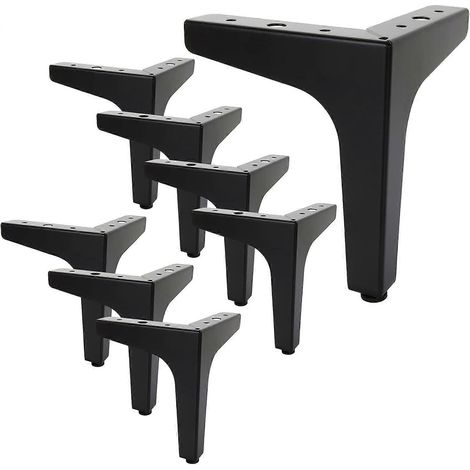 Verstellbare Schrankbeine, 8er-Pack, 15 cm (6 Zoll) Metall, schwarze Metallbeine für Möbel, dreieckige Tischbeine, moderne Schrankbeine (C-5 cm) – Schwarz