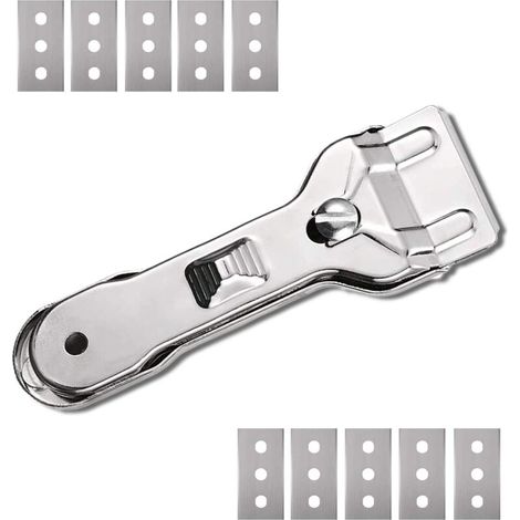 Grattoir Céramique Double Tranchant avec Lames de Rechange pour Poêles et Surfaces (1/4)