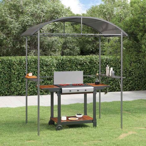 Gazebo BBQ et étagères latérales-Abri pour barbecue anthracite 220x115x230cm acier (1/5)
