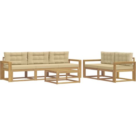 Ensemble de canapés d'extérieur 6 pc Blanc et Beige vidaXL