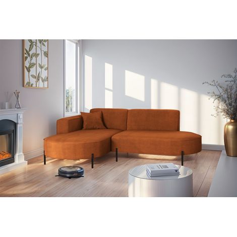 Ecksofa Designersofa VALENCIA XS in Stoff Noel Ziegelrot Ottomane Links (1/2)