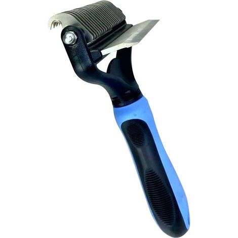 Brosse de Toilettage pour Animaux - Brosse à Deux Têtes Multifonctions en INOX Anti-Rouille pour Chien & Chat - Démêle, Retire Le Poil Mort et Masse Votre Animal-bleu (1/5)