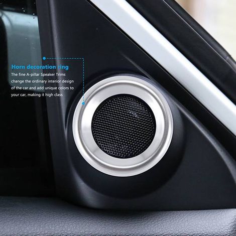 1 pair of 2 silver aluminum alloy car audio decorative rings, speaker decorative rings, interior modification accessories suitable for (1/5)