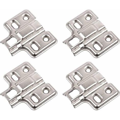 4x Embase plaque clipsable en croix pour charnière invisible à clipser en acier à visser 4 trous Porte Meuble Placard Cuisine Salle de bain Caisson Fixation Ajustable Réglable Ouverture Fermeture, 2mm (1/2)