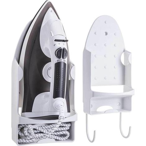 Bügeleisenhalter – Wandorganizer – Aufbewahrung für Bügeleisen – Hitzebeständiges Material – 30,8 cm – Weiß (1/5)