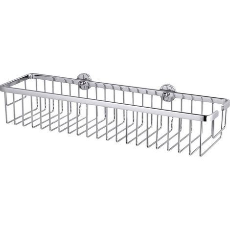 Tesa Aluxx Cestello per vasca/doccia in alluminio cromato 45x12,5 cm, Facile installazione senza foratura (40206-00000-00)