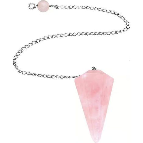 Pendule en cristal de quartz rose, aux sons puissants et guérisseurs, avec pochette cadeau. (1/5)