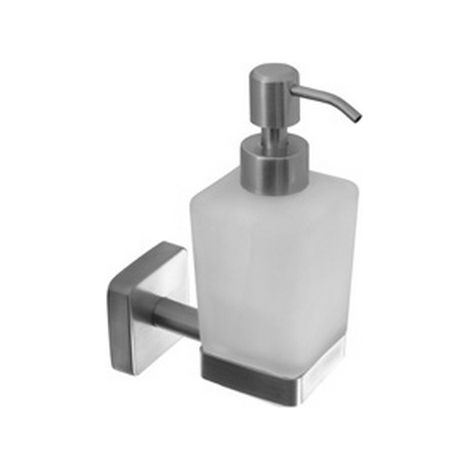 Dispenser di sapone in acciaio inox satinato e vetro opaco CLODE-S kamalu