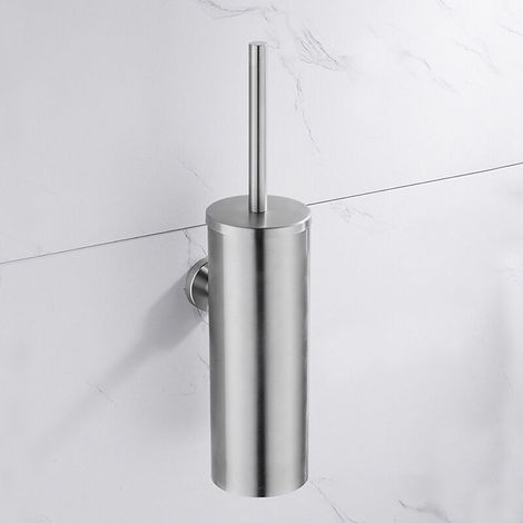 1PCS Brosse de Toilette avec Porte-balai WC Mural Inox Salle de Bains Toilettes (1/5)