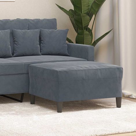 Repose-Pieds pour Salon ou Chambre - Tabouret Pouf Gris foncé 70x55x41 cm Velours BV812337 - BonneVie (1/5)