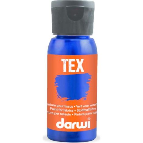 Peinture pour tissus - Bleu foncé - Opaque - Peinture à l'eau - Tex - Darwi - 50ml