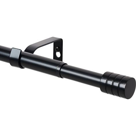 Tringle à rideau noire avec cylindre gradué, rail à rideaux réglable de 76 à 132 cm, extensible en métal rétractable de 76 cm à 132 cm, pour salon, cuisine, chambre, salle de bain (1/5)
