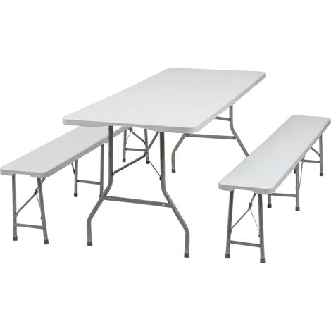 Set pieghevole composto da tavolo e 2 panche da 180 cm per cateri