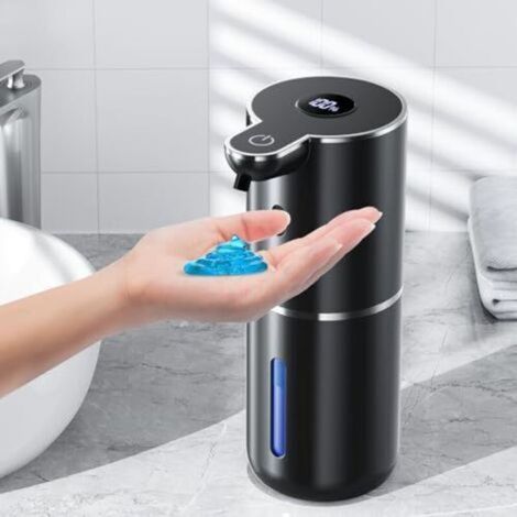 Automatic Liquid Soap Dispenser with Digital Display, Touchless, 380ml, Wall Mounted with Sensor, USB Rechargeable, for Bathroom and Kitchen, Black (1/5)