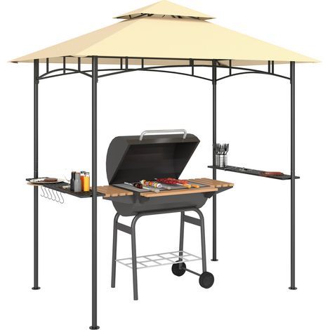 Gartenpavillon 240x150 cm mit LED-Beleuchtung, wasserdicht und feuerhemmend, Doppeldach für den Außenbereich (1/5)