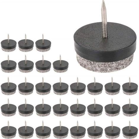 Patins pour Pieds de Meubles en Feutre - Noir et Argenté - 24mm x 17mm - Lot de 32 (1/4)