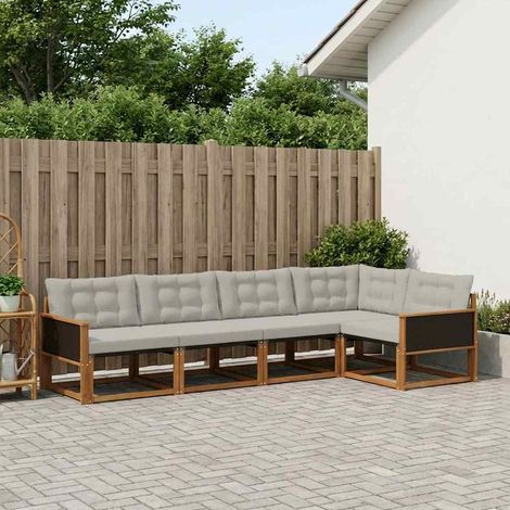 vidaXL Outdoor-Sofagarnitur mit Kissen 5 pcs Natürlich und Hellgrau (1/5)