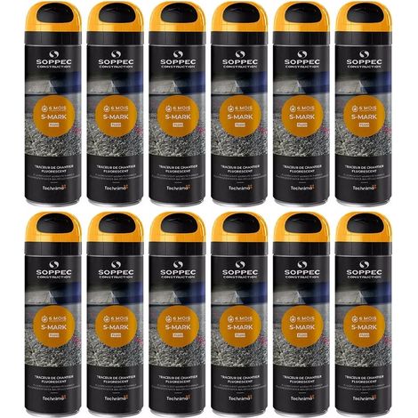 Lot de 12 Bombes à tracer chantiers TP Fluo S MARK - Orange 500ml (1/2)