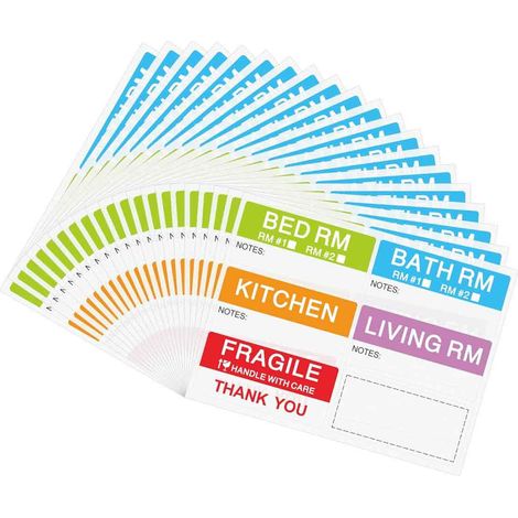 132 étiquettes de déménagement 90 x 42 mm, 6 couleurs, pour cartons et penderies (1/5)