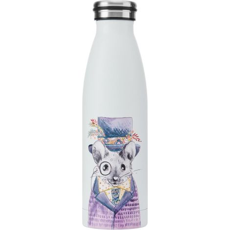 Mikasa Tipperleyhill Bottiglia in acciaio inox a doppia parete, bottiglia con isolamento sottovuoto da 500 ml, bottiglia di idratazione in acciaio inox senza BPA con stampa di un topo (1/5)