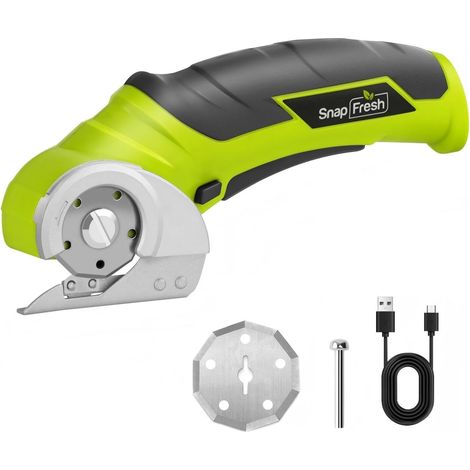 4V Universal Electric Rotary Scissors with 2 Cordless Blades for DIY/Paper/Cardboard/Leather/Carpet/Potted Plant/Plastic/PVC (1/5)