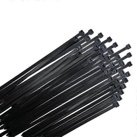 Colliers de serrage noirs, lot de 300 mm x 7,6 mm, ultra résistants aux UV, avec une résistance à la traction de 75 kg, résistants à la chaleur et durables. (1/4)
