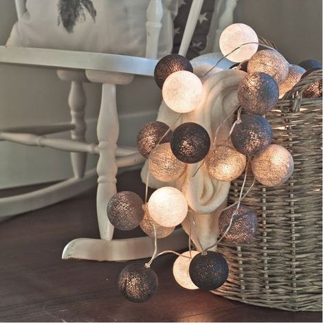 Guirlande lumineuse de Noël 3m 20 lumières LED – Alimentation USB – Boules de coton décoratives pour chambre enfant et mariage (1/5)