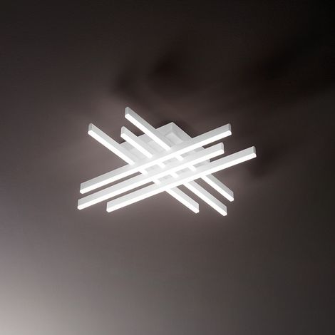 Plafoniera LASER LED 45W 3600LM - CCT 3000K 4000K 6000K in alluminio verniciato bianco 6 diffusori 63cm (1/2)