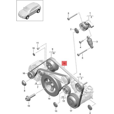 Der Keilriemen 94610225230 ist für den Keilrippenriemen 95B des Porsche Macan (Baujahre 2015–2019) geeignet. (1/4)