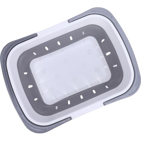 Panier de rangement pliable pour jouets de bain, à séchage rapide et à drainage rapide, gris. Idéal pour la salle de bain, la cuisine et les voyages. (1/5)