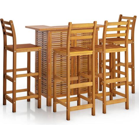 Maison Exclusive - 5-tlg. Gartenbar-Set Massivholz Akazie (1/5)