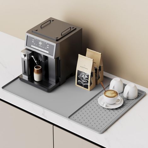 Coffee Mat Tapis en Silicone pour Café, Tapis avec Tapis de Séchage Amovible pour Plans de Travail de Cuisine, Accessoires de Bar Adaptés sous Machine à Café, Machine à Expresso (1/5)