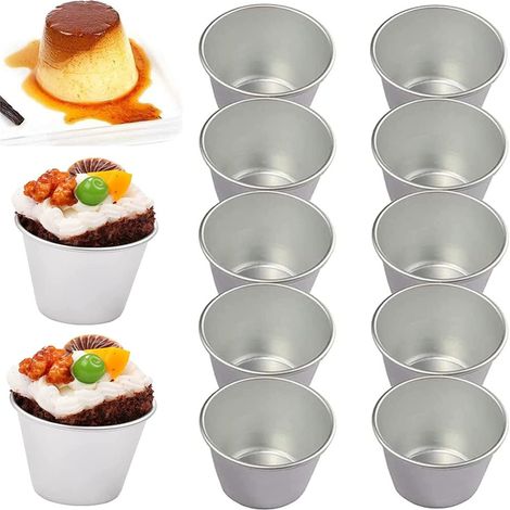Lot de 10 moules à pudding en aluminium, forme ronde (1/5)