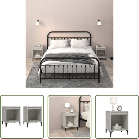 vidaXL Betonfarbe - Nachttische 2 Stk. Betongrau 40x35x50 cm (1/5)