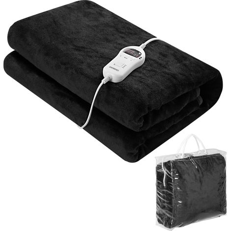 MONZANA® Large Electric Blanket  Cosy & Warm in Winter Heated Blanket  180x130cm  Washable  2m Power Cable  Timer & Overheating Protection  10 Heat Settings  Dark Grey