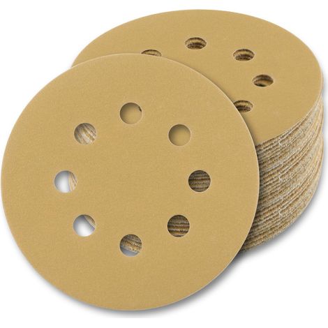 Lot de 30 disques abrasifs à 8 trous de 12,7 cm - Grain 180 - Pour ponceuse orbitale aléatoire, travail du bois, automobile, travail du métal (1/5)