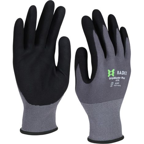 Gants de travail - Radix - GripMaster Plus - Nitrile micro-mousse noir/gris - Taille M10 / L (1/5)