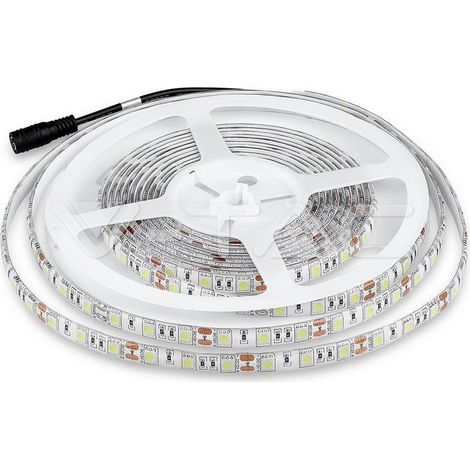 Striscia LED Esterno 10,8 w/m 12V SMD5050 60LED/m 5 mt IP65 VT-5050 - 6400k (1/5)