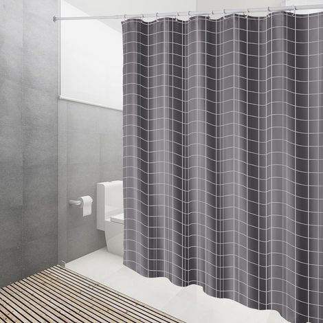 Duschvorhang, wasserdichtes Polyester, schnelltrocknend, 12 Haken, Badezimmer (1/5)