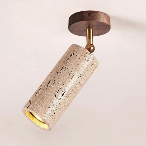 Projecteur de Plafond Moderne en Pierre Naturelle Plafonnier encastré en travertin Jaune Clair pour Couloir Luminaire câblé réglable pour Les galeries Couloirs Exposition Plafonnier (1/5)
