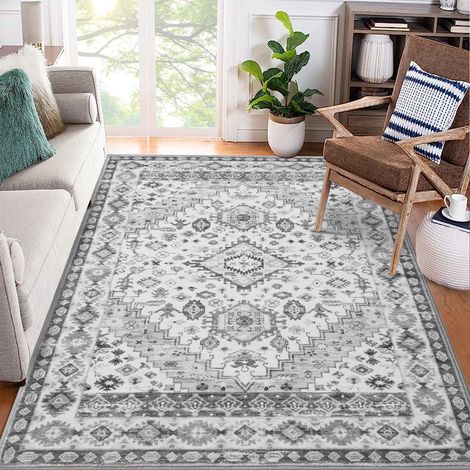 Tapis de salon ou de chambre moderne,120x170CM,Descente de lit Tapis,Tapis Doux pour Salon Chambre Canapé,gris (1/5)