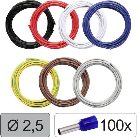 Quadrios 25CW117 Einzelader LiFY 2.5 mm² Schwarz, Rot, Weiß, Blau, Gelb-Grün, Braun, Grau 1 Set