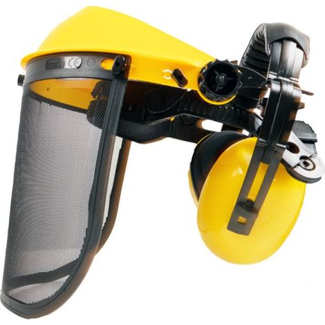 Casque Visière de protection grillagée avec casque anti-bruit - norme CE EN1731 - EN352 (1/4)
